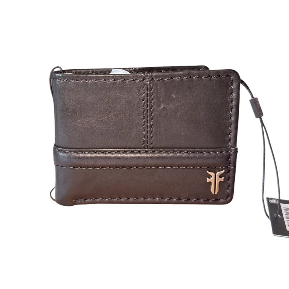 Frye Nash ID Window Leather Bifold Wallet black Boxed